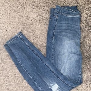 Fashion Nova Medium Wash Distressed Skinny Jeans